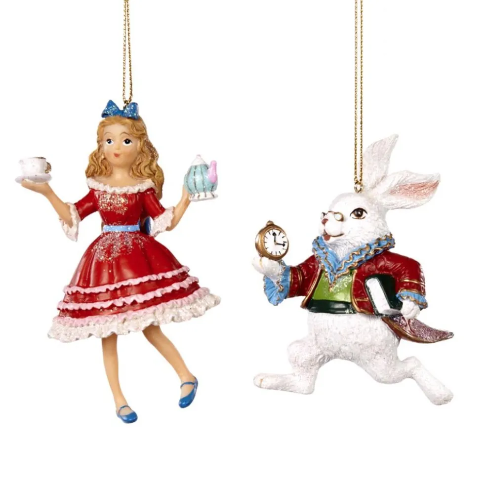 Goodwill Alice*Alice In Wonderland And Too Late Rabbit Ornament 2 Assorted Tr 27510