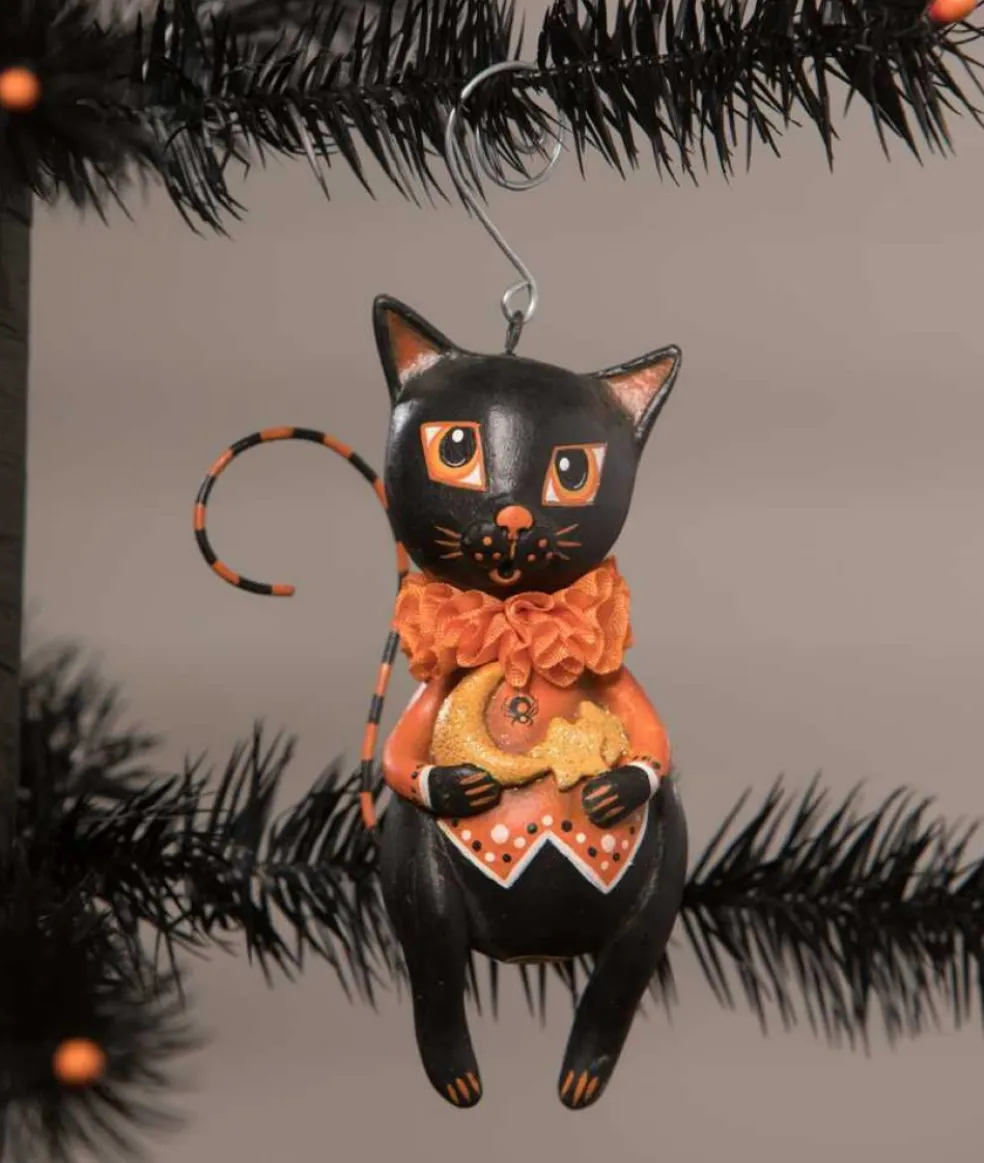 Bethany Lowe Halloween* La0392 - Moon & Stars Cat Ornament