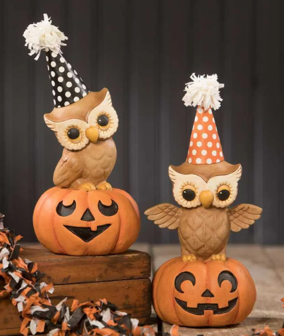 Bethany Lowe Halloween* Tl9436 - Party Owl On Pumpkin 2A