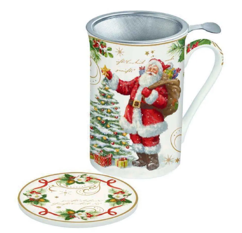 Easy Life Tableware*Christmas Tableware: Fine China Mug With Lid And Metal Infuser