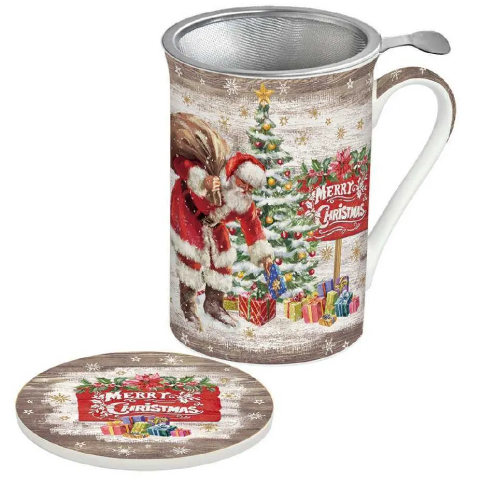 Easy Life Tableware*Christmas Tableware: Fine China Mug With Lid And Metal Infuser