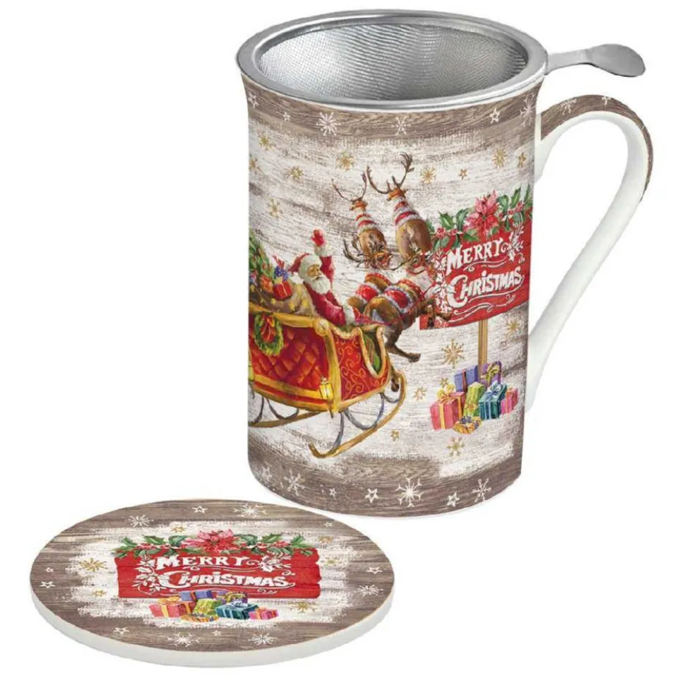 Easy Life Tableware*Christmas Tableware: Fine China Mug With Lid And Metal Infuser