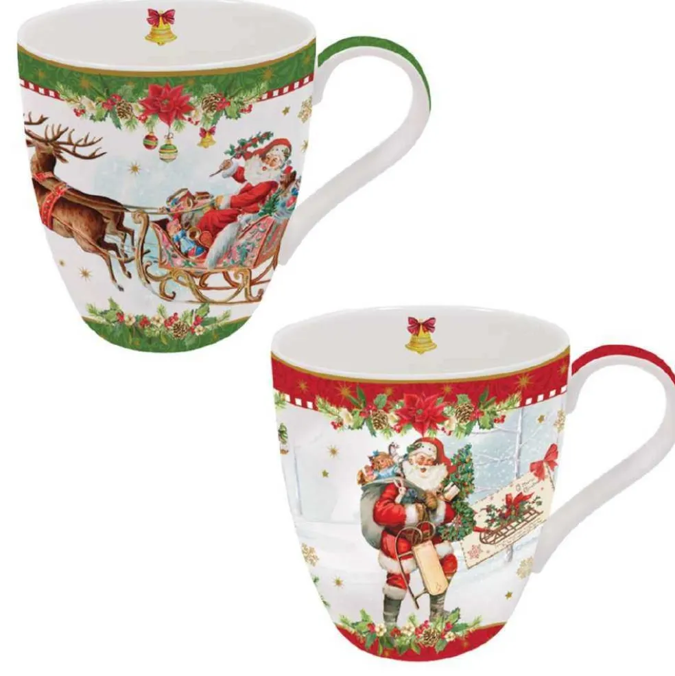 Easy Life Tableware*Christmas Tableware: Set 2 Porcelain Mugs In Colour Box