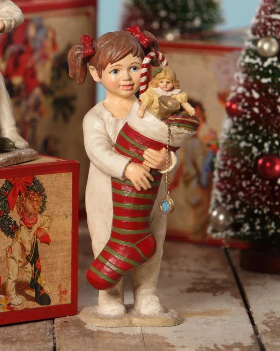 Bethany Lowe Traditional*Cp5906 Saturday Evening Post Collection Girl Holding Stocking