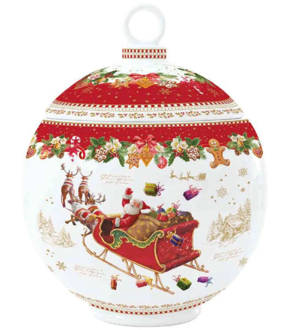 Easy Life Tableware* Tableware Porcelain Cookie Jar Xmas Ball Shape 18X23 Cm