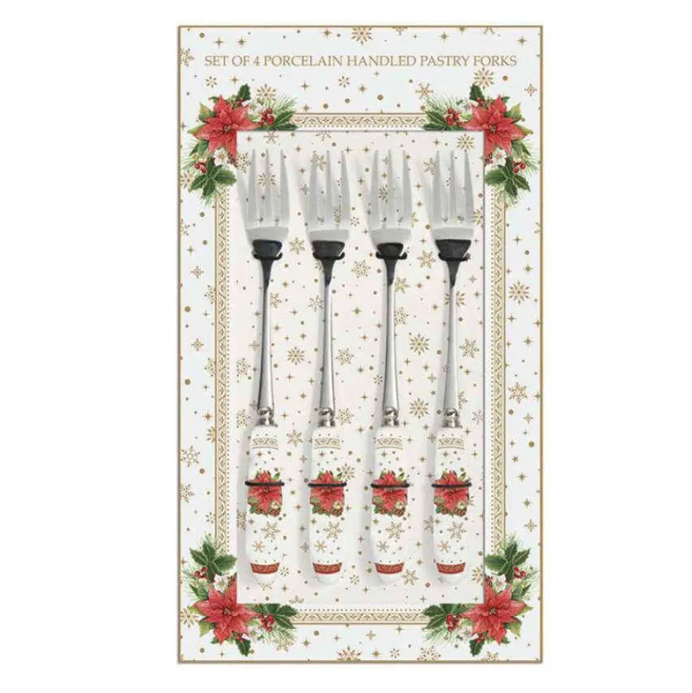 Easy Life Tableware* Tableware Set Of 4 Porcelain Handled Pastry Forks