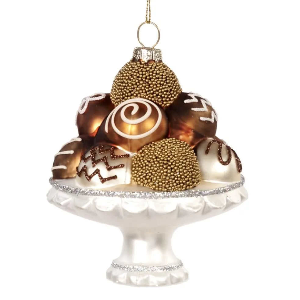 Goodwill Christmas Tree*Glass Chocolates On Stand Ornament Tr 27422