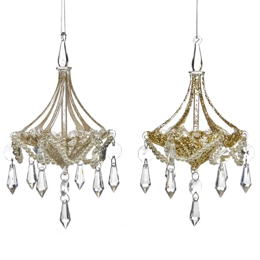 Goodwill Christmas Tree*Glass Pearl Chandelier Ornament 2 Assorted P 37026