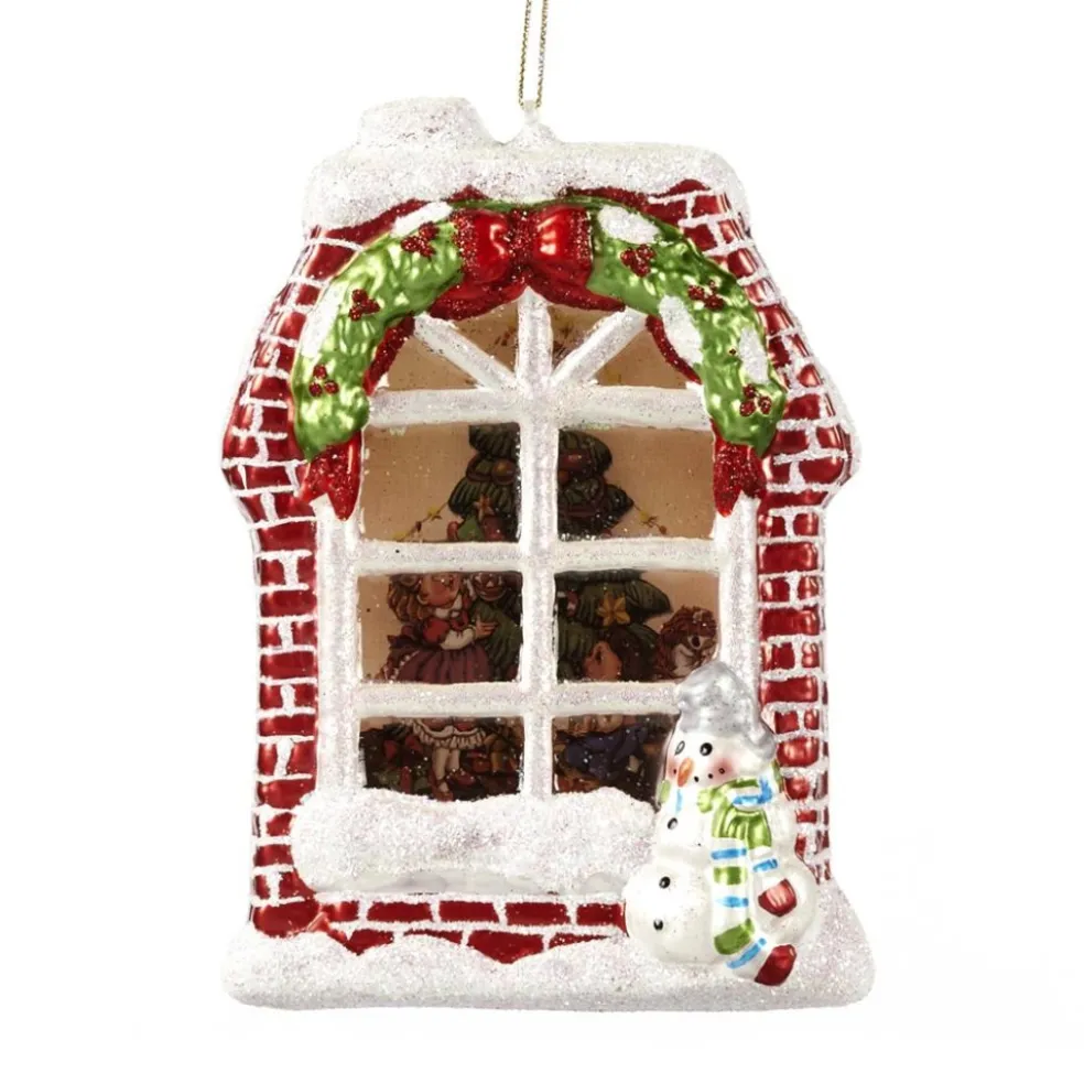 Goodwill Glass Baubles*Glass Xmas Scene Window Ornament Tr 27006