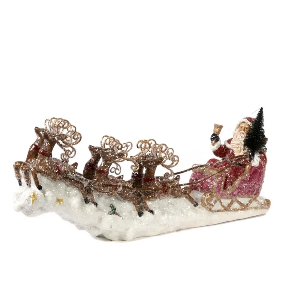 Goodwill Santa Claus*Glitter Ice Santa Sleigh With Deer S 30107