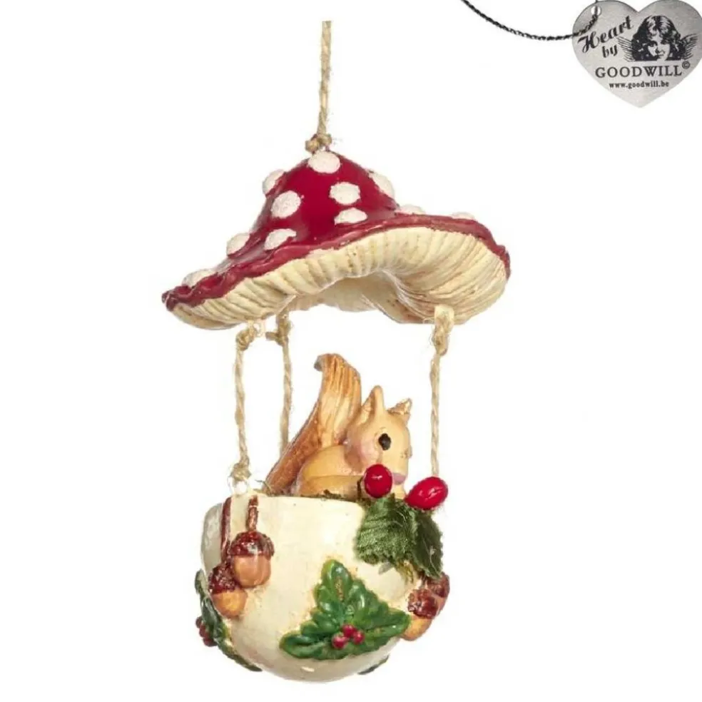 Goodwill Christmas Tree*Goodill Belgium 2020 B 93159 Squirrel In Mushroom Hot Air Balloon