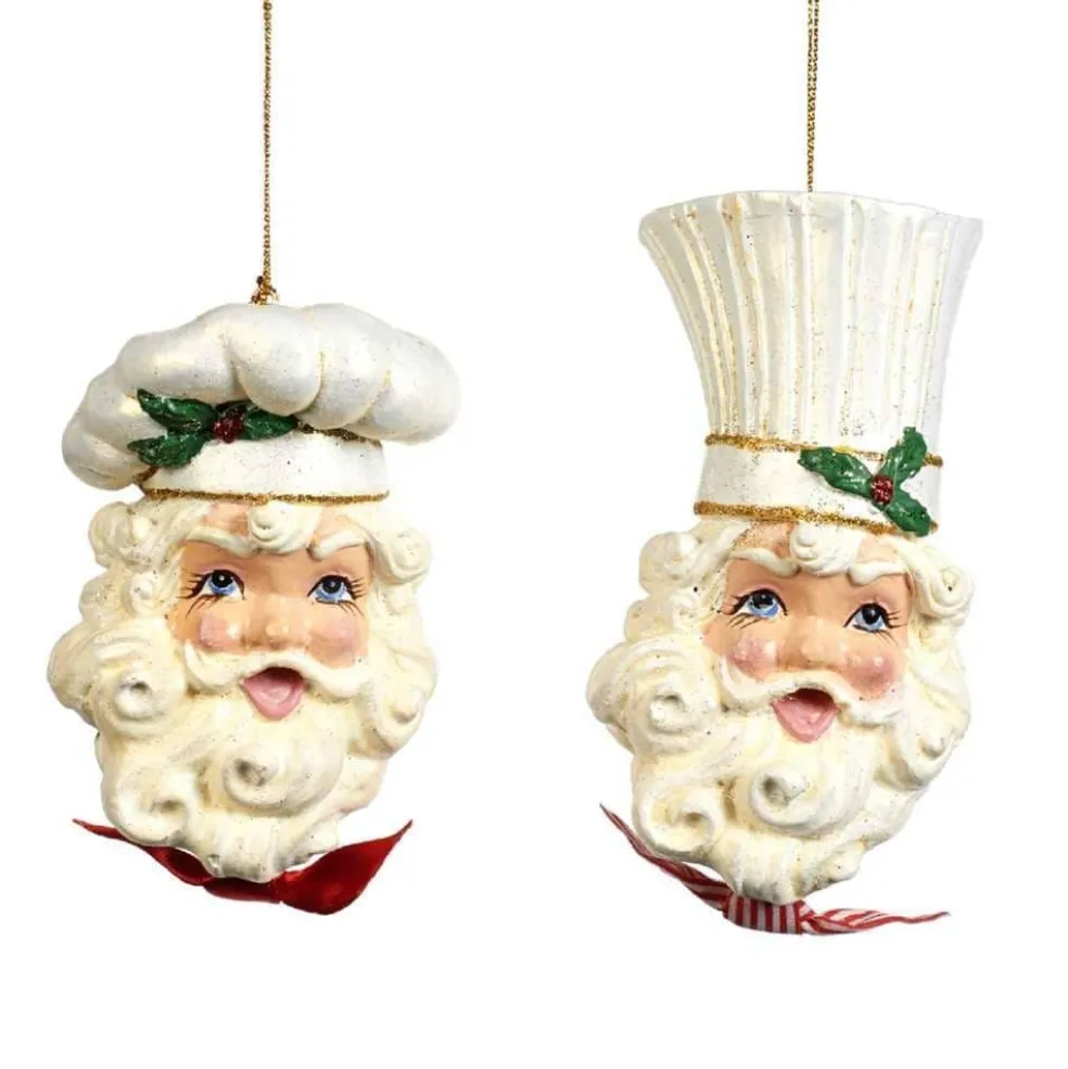 Goodwill Christmas Tree* Belgium B 92002 Santa Chef Head 2 Assorted Onaments