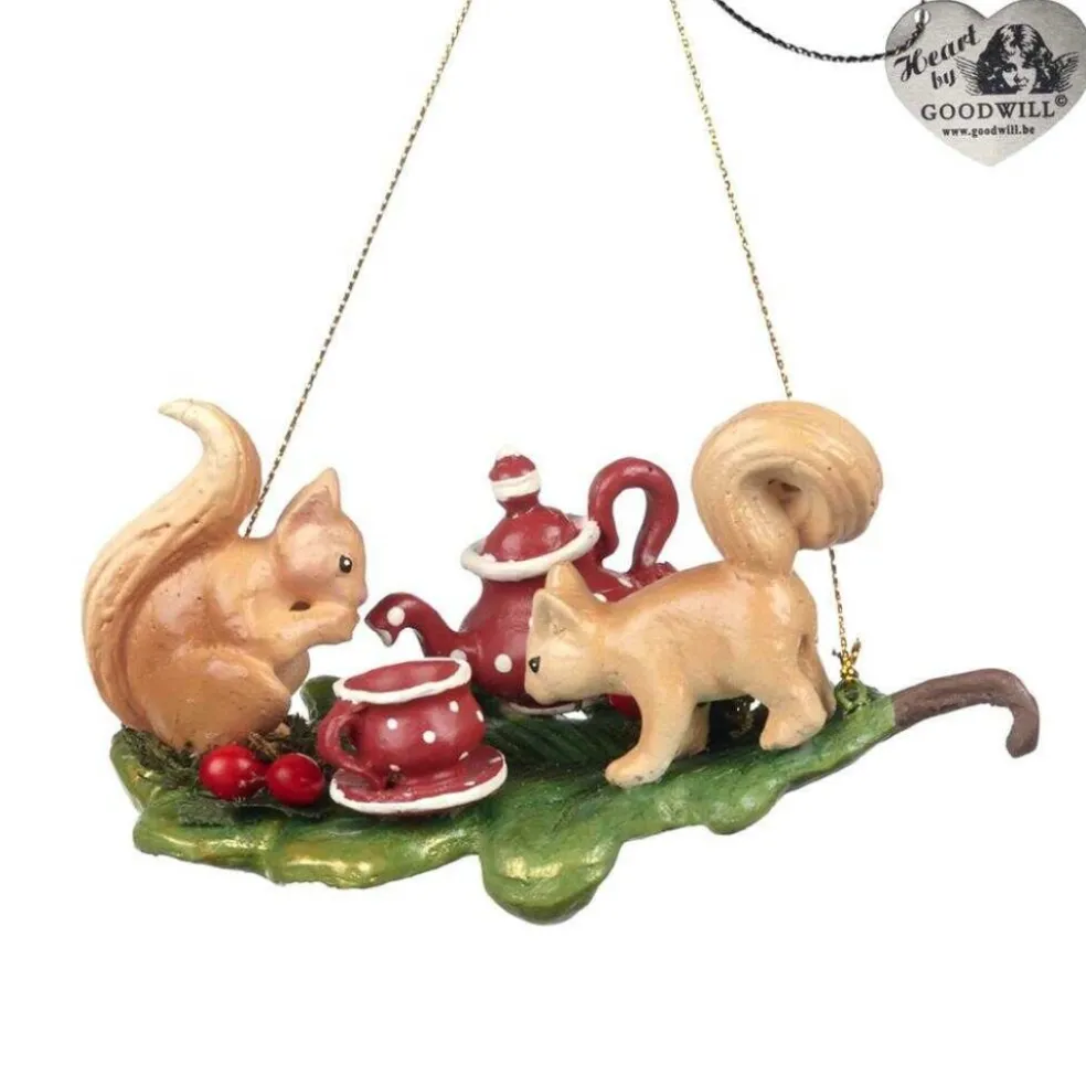 Goodwill Christmas Tree* Belgium B 93162 Woodland Squirrel On Leaf 2 Assorted Ornaments