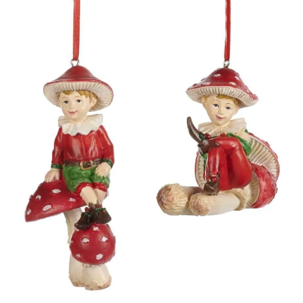 Goodwill Christmas Tree* Belgium D 46138 Boy On Mushroom 2 Assorted Ornaments