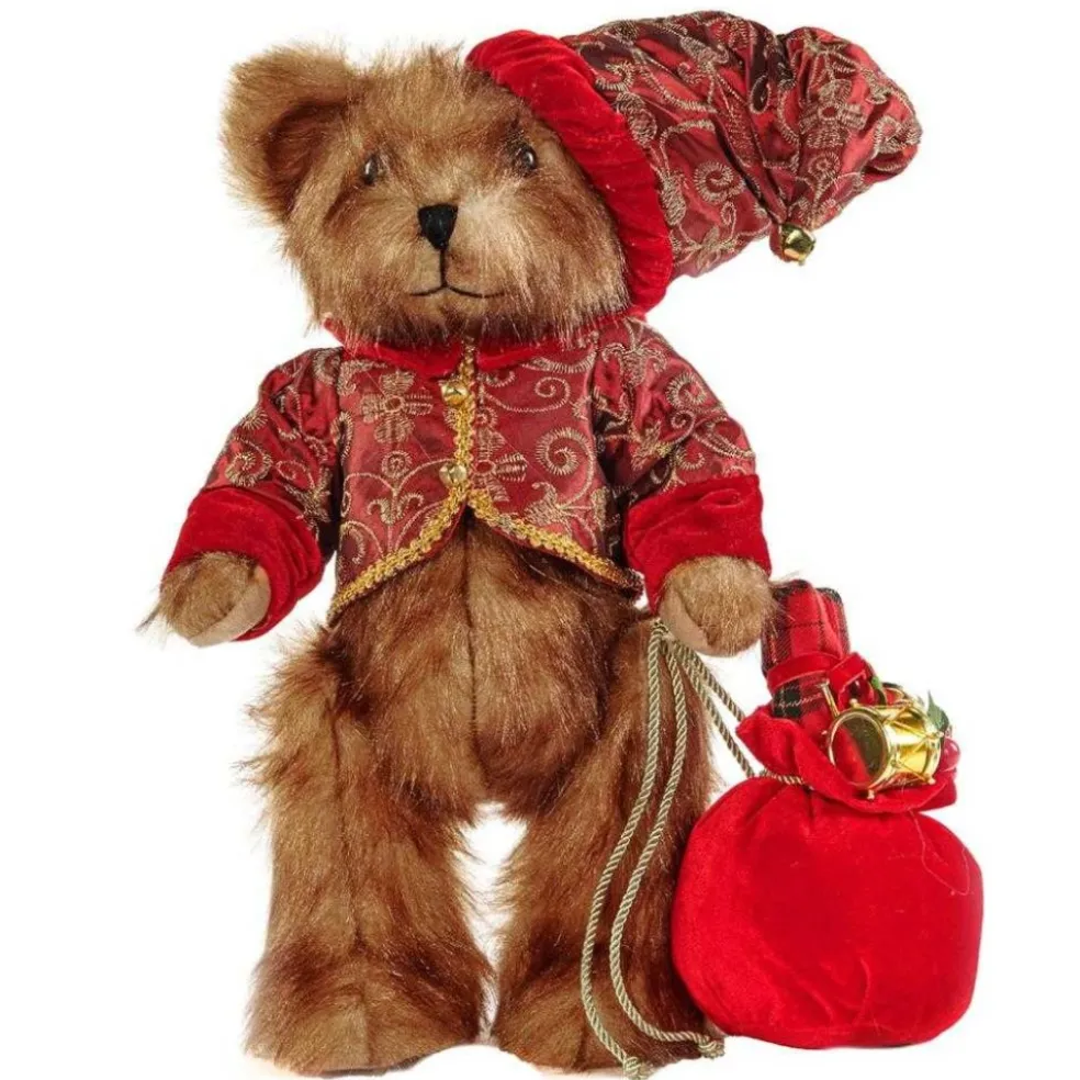 Goodwill Home Decors* Belgium Furry Santa Bear With Bag C 16010