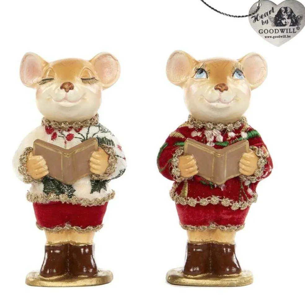 Goodwill Home Decors* Belgium Holly Santa Choir Mouse 2 Assorted B 94415