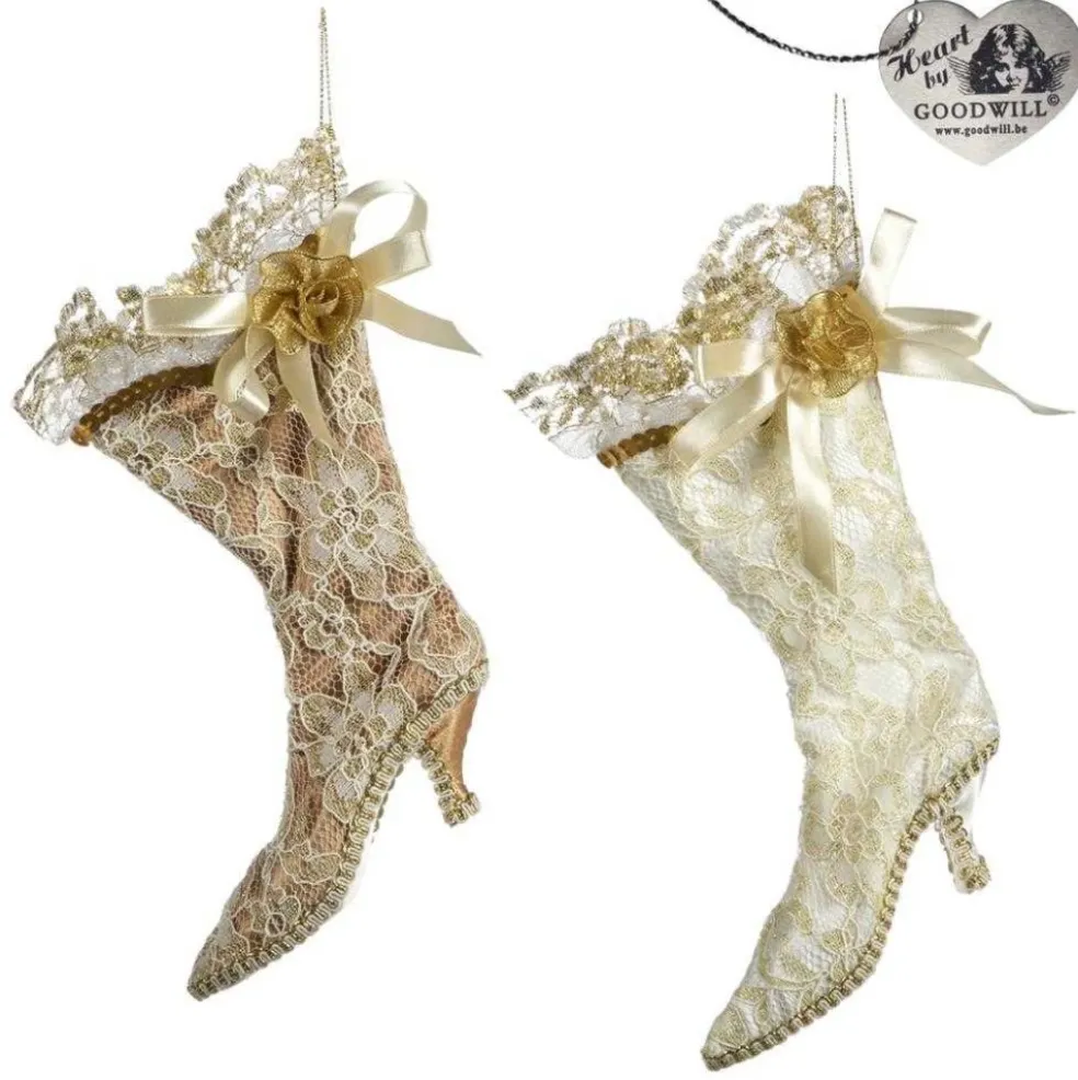 Goodwill Christmas Tree* Belgium Lace Lady Boot Ornament 2 Assorted Tr 26029