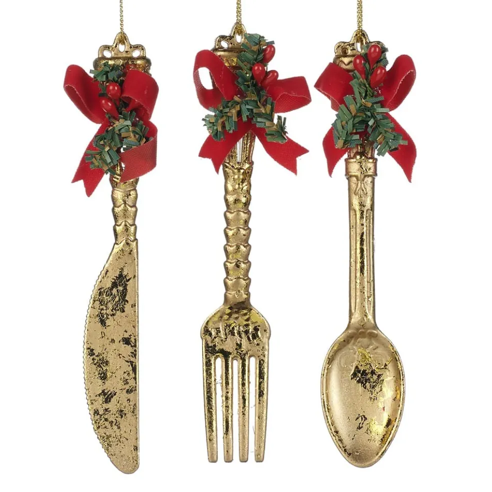 Goodwill Christmas Tree* Belgium Pl 52424 Glittered Xmas Soon Knife Fork 3 Assorted