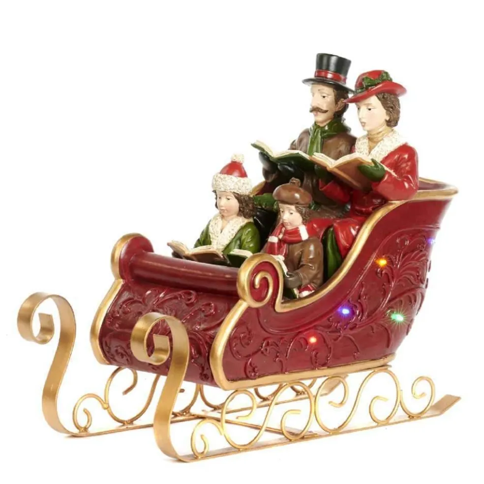 Goodwill Home Decors* Belgium S 30313 Led Lit Xmas Family Choir In Sleigh (B/O)