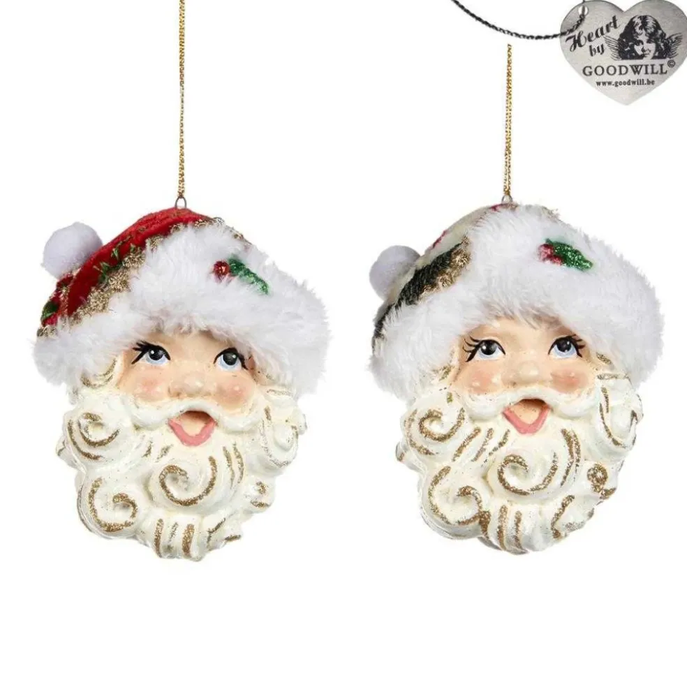 Goodwill Christmas Tree* Belgium Santa Head Ornament 2 Assorted B 94409