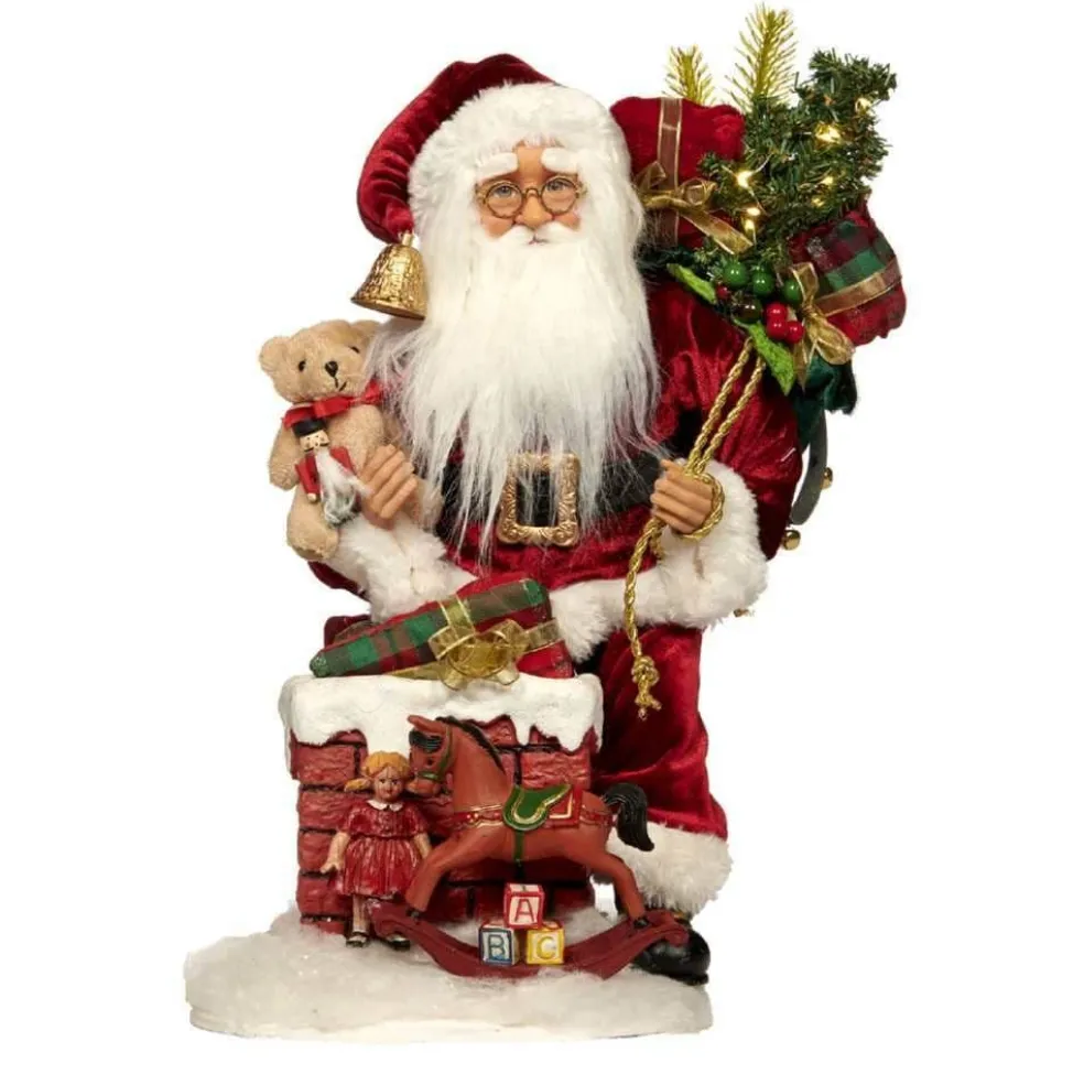 Goodwill Santa Claus* Belgium Sb 59172 Led Lit Fabric Santa Climbing Chimney (B/O)