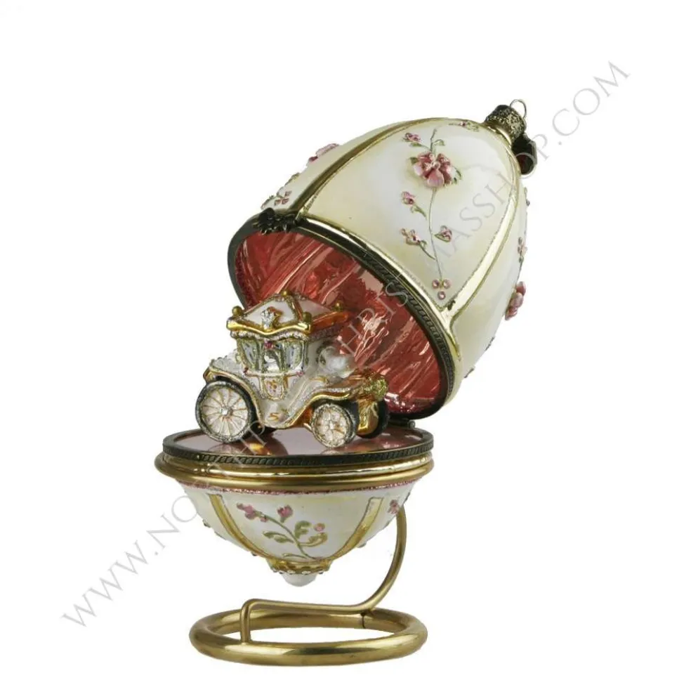 Komozja Famiily Glass Baubles*Hinged Egg With Carriage Komozja Family Mostowski - Glass Bauble Handmade In Poland