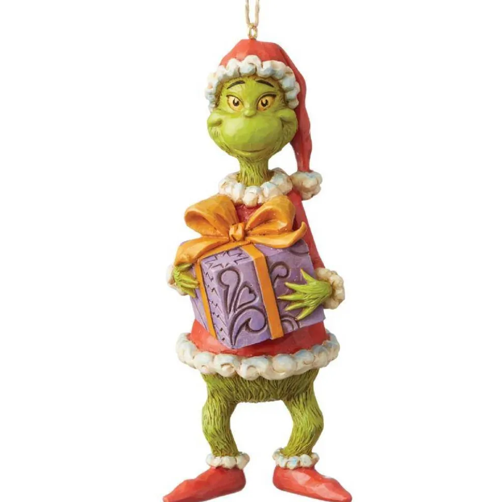 Jim Shore Christmas Tree* 6004067 Grinch Holiding Present (Hanging Ornament)