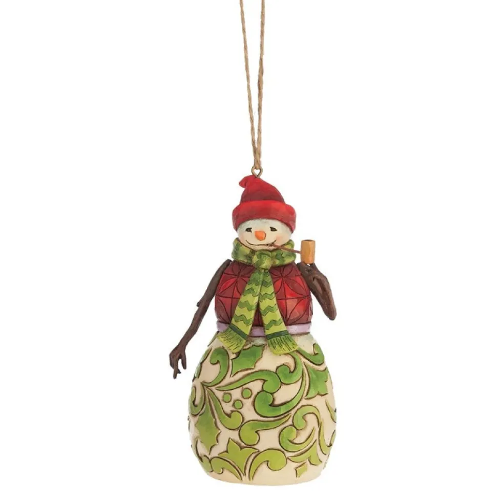 Jim Shore Christmas Tree* Red & Green Snowman Hanging Ornament 4047792