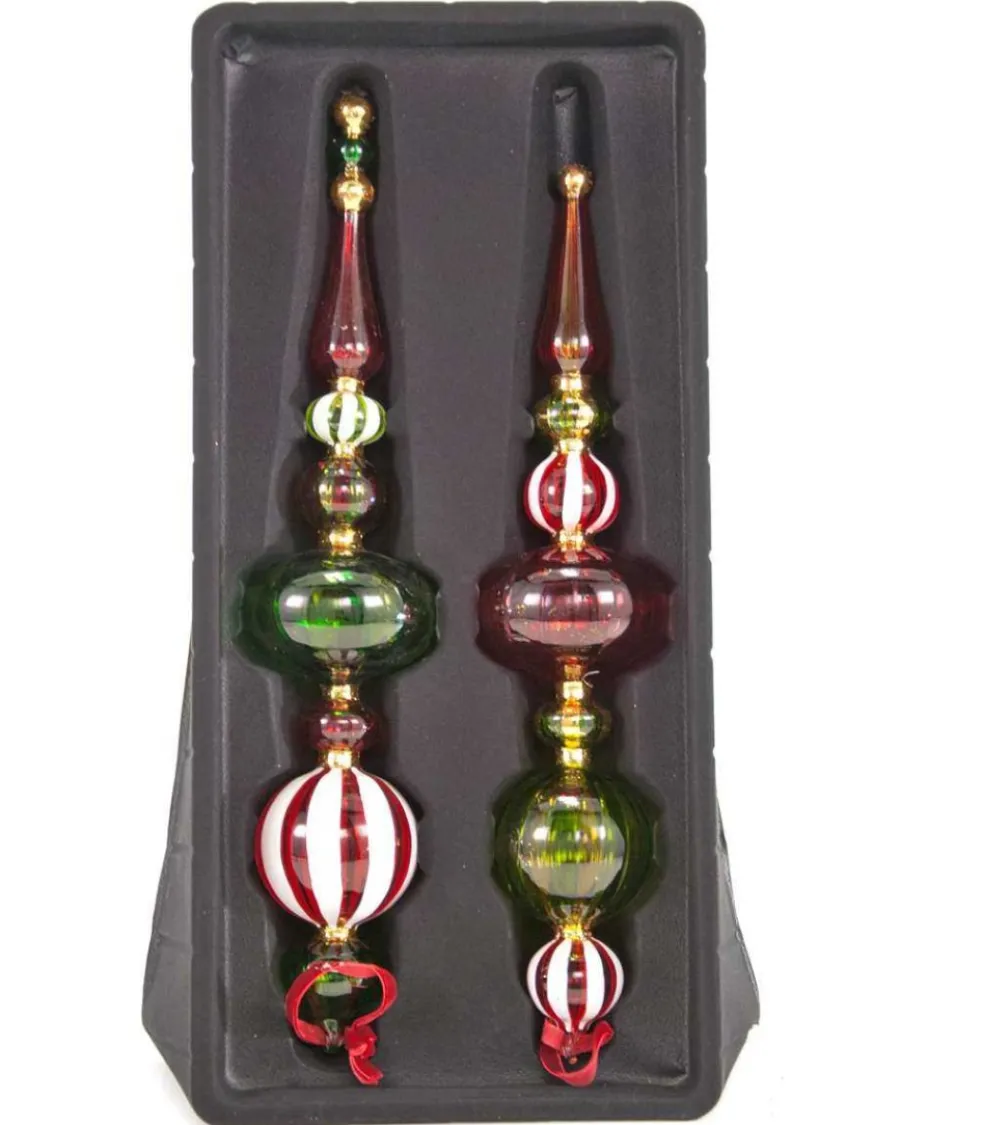 Katherine Collection Glass Baubles*Katherine's Collection 18-643001 Painted Glass Finial Ornaments Assortment Of 2 In Box