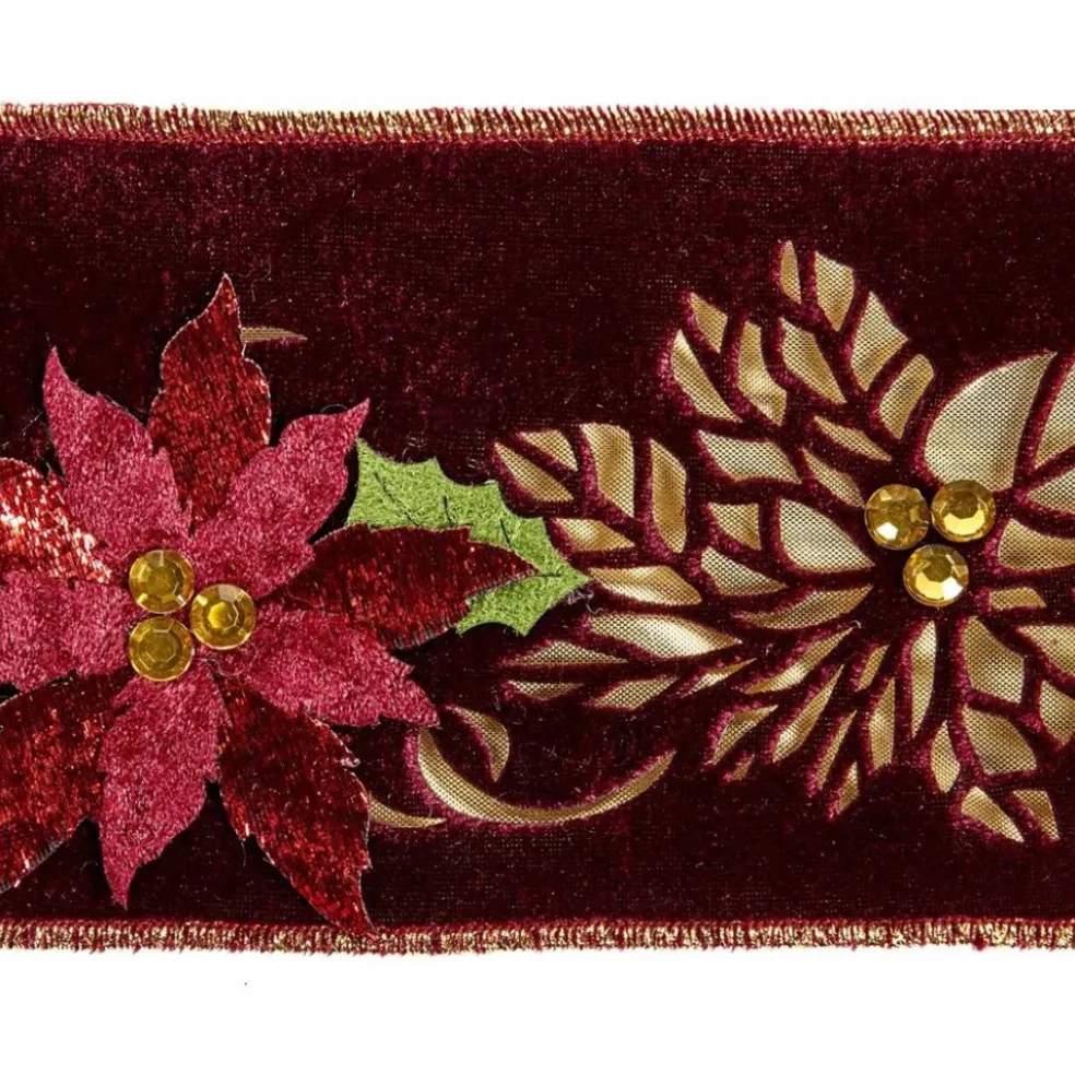 Katherine Collection Fabric*Katherine's Collection Cut Out Poinsettia Ribbon Burgundy 08-783543 08-783543