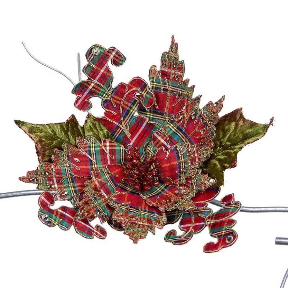 Katherine Collection Home Decors*Katherine's Collection Wishes Plaid Poinsettia On Clip Kc 33-933611