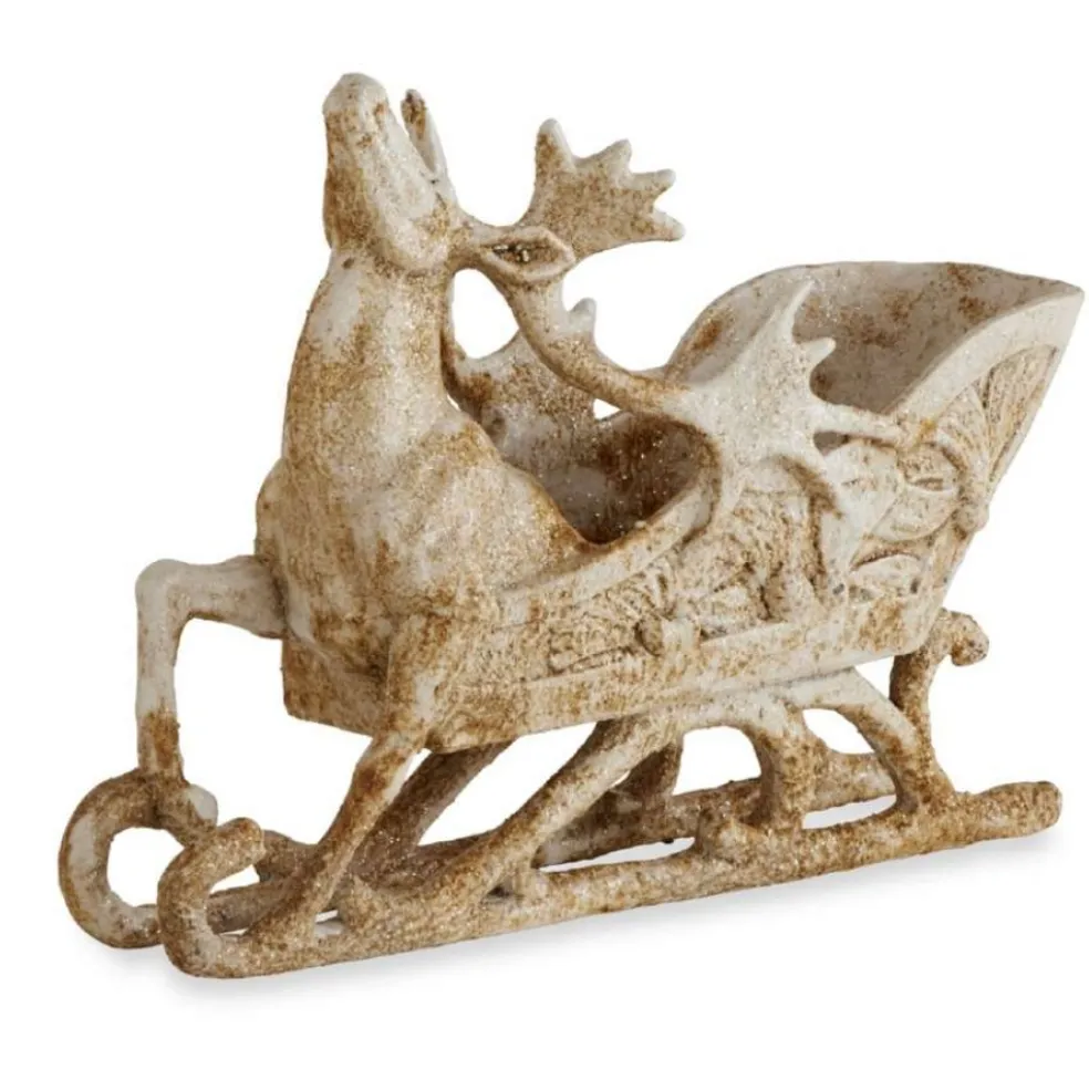 KKInteriors Home Decors*K&K Interiors 51906A - Glitter And Rust Deer Sleigh