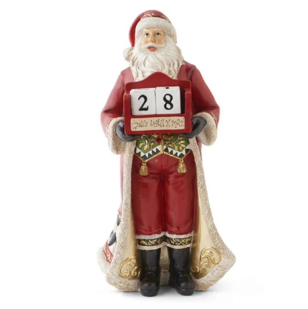 KKInteriors Santa Claus*K&K Interiors 53057A - Resin Santa W/Christmas Countdown Blocks