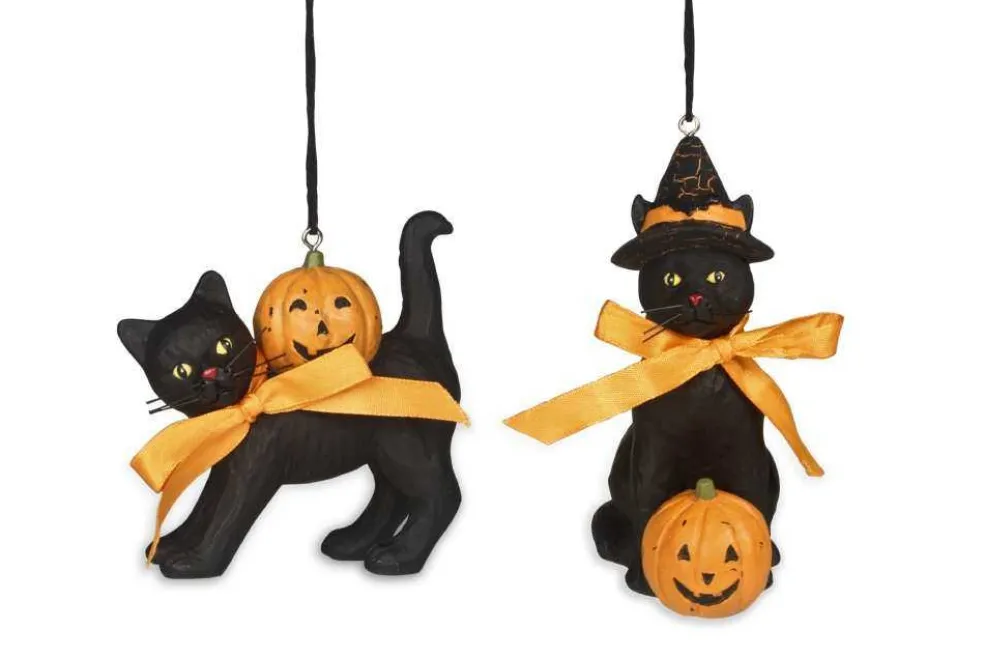 Bethany Lowe Halloween*Kl7552 Black Cat Ornament 2 Assorted