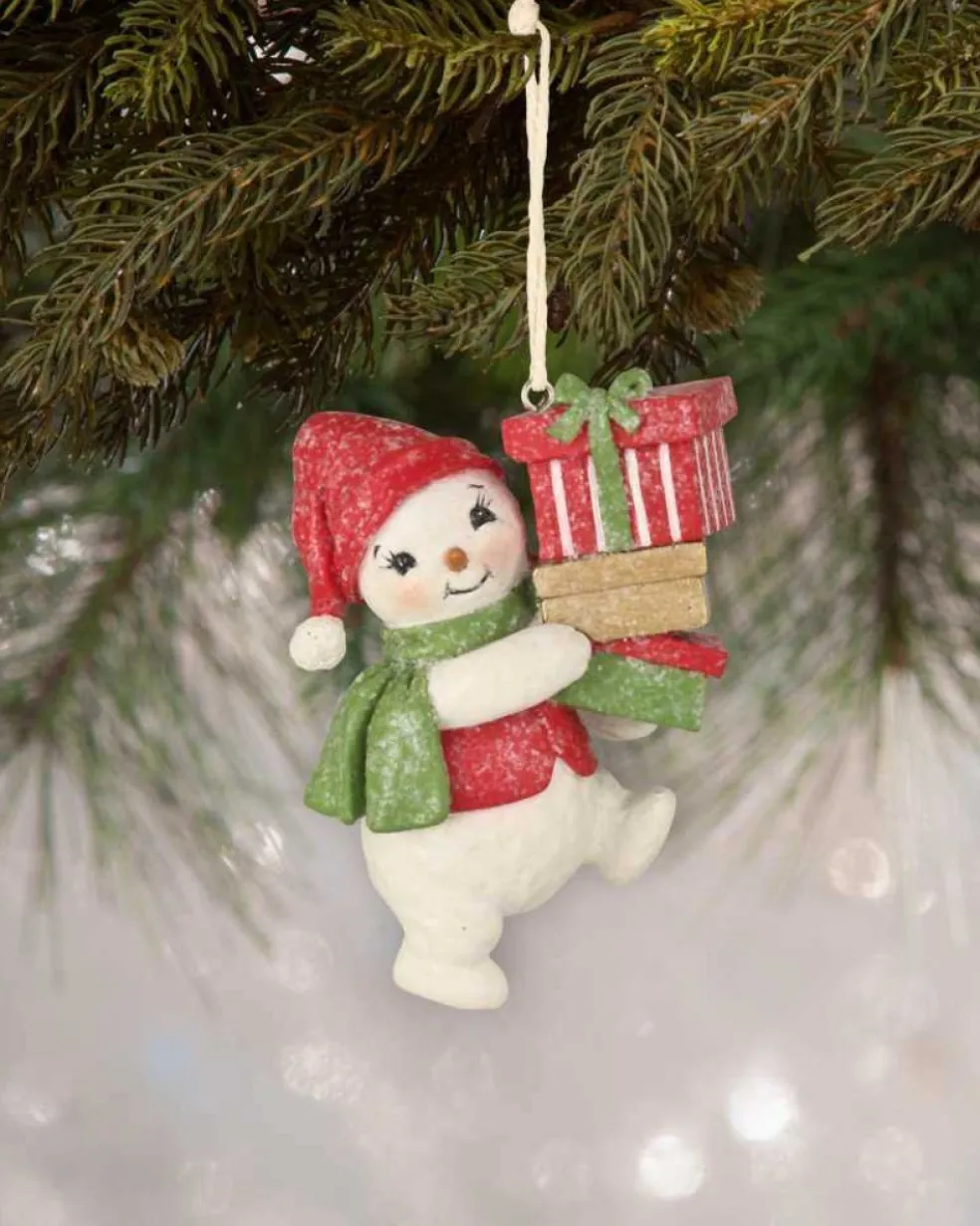 Bethany Lowe Christmas Tree*Kl8010 Snowman With Presents Ornament