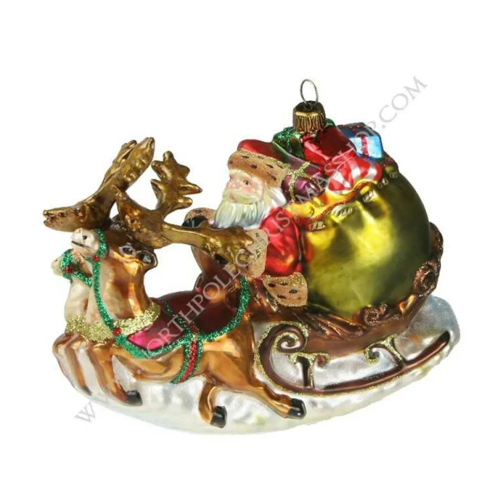 Komozja Famiily Glass Baubles*Komozja Family Mostowski Santa In Sled Wit Reindeer