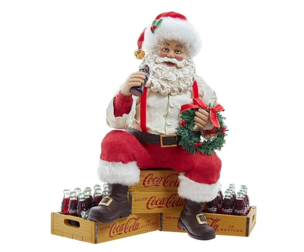 Kurt Adler Santa Claus* 9" Coca-Cola Santa Sitting On Crates Cc5212