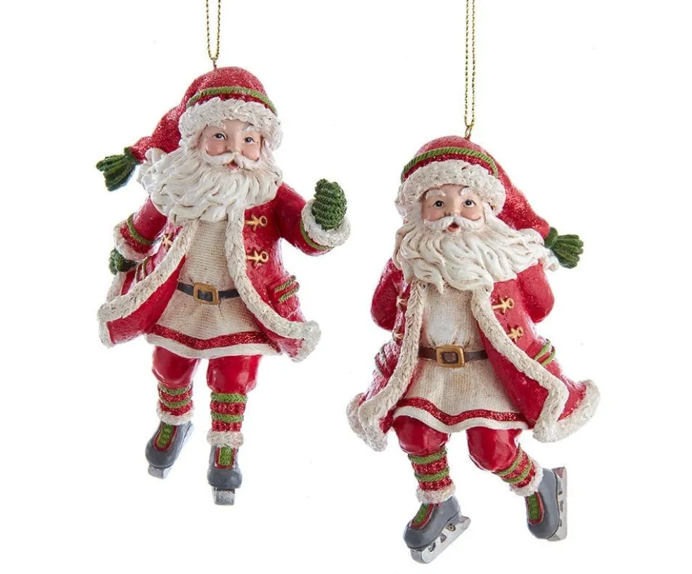Kurt Adler Christmas Tree* 4.75" Resin Skating Santa Ornament 2 Assorted E0563