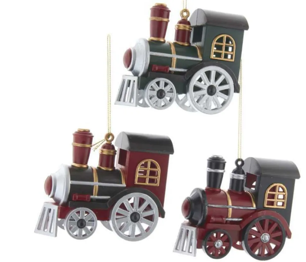 Kurt Adler Christmas Tree* D3719 Blow Mold Locomotive Ornament3 Assorted
