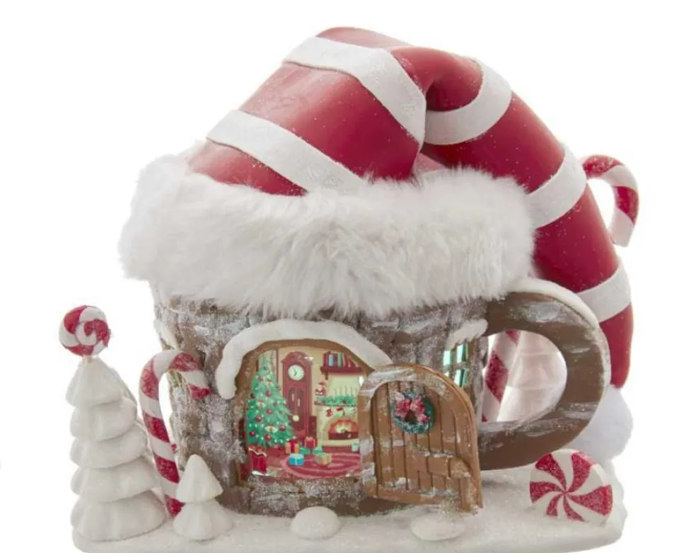 Kurt Adler Home Decors* Gbj0017 Claydough Elf Hat Led House