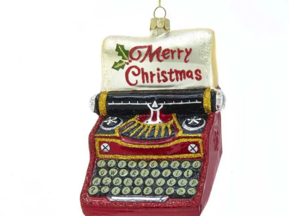 Kurt Adler Christmas Tree* Nb1480 Gls Merry Christmas Typewriter