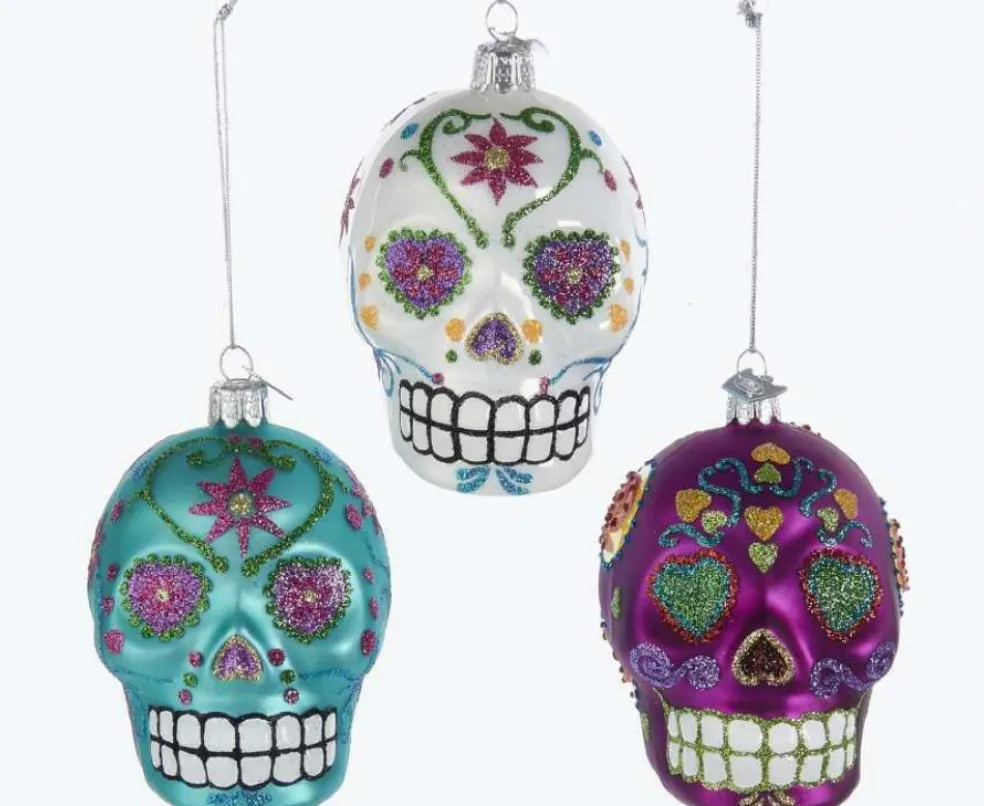 Kurt Adler Christmas Tree* Nb1071 Noble Gems Sugar Skull Ornament3 Assorted