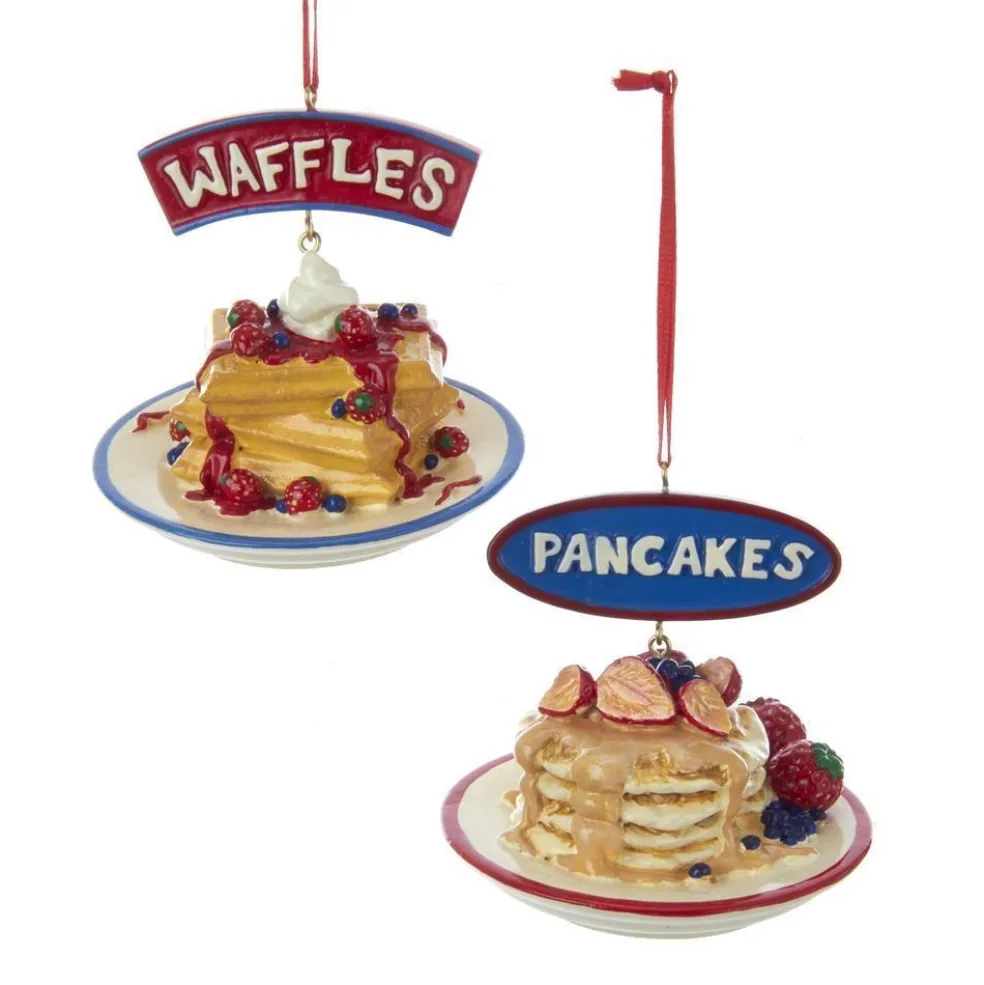 Kurt Adler Christmas Tree* Nyc A1872 Waffles And Pancakes Ornaments, 2 Assorted