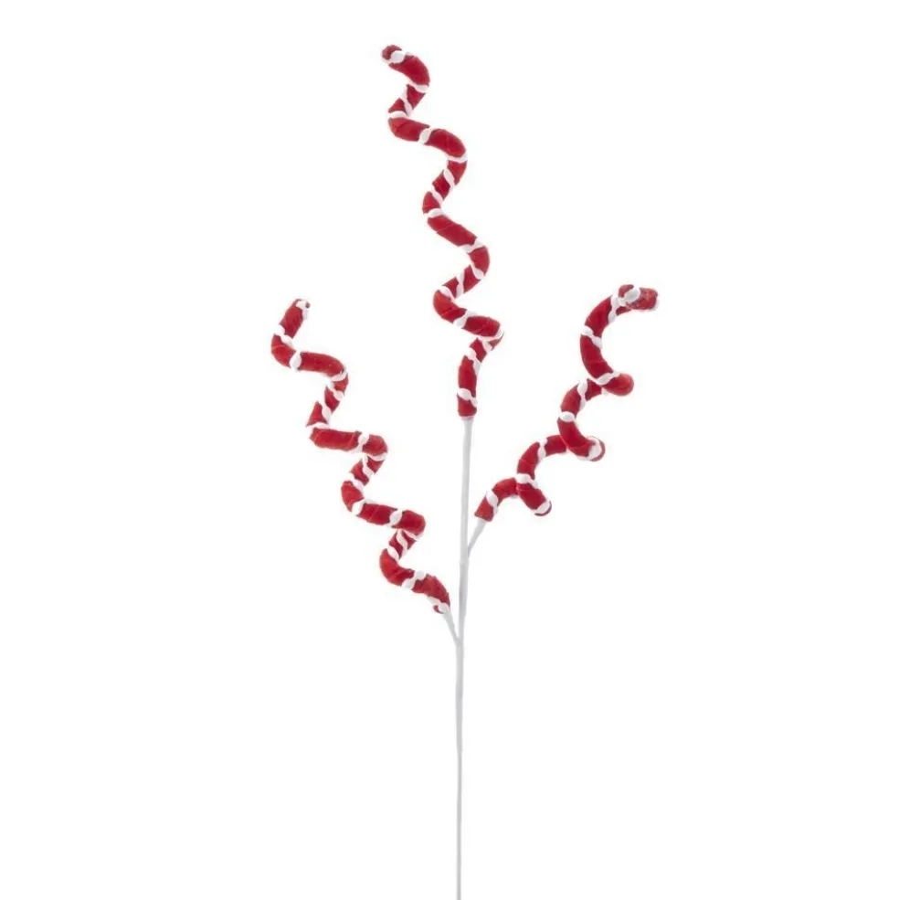 Kurt Adler Christmas Tree* Nyc C6970 Red And White Curly Candy Spray