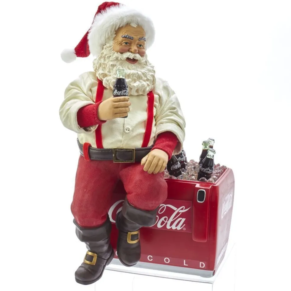 Kurt Adler Santa Claus* Nyc Cc5191 Coca-Cola Santa On Cooler Tabletop Decoration