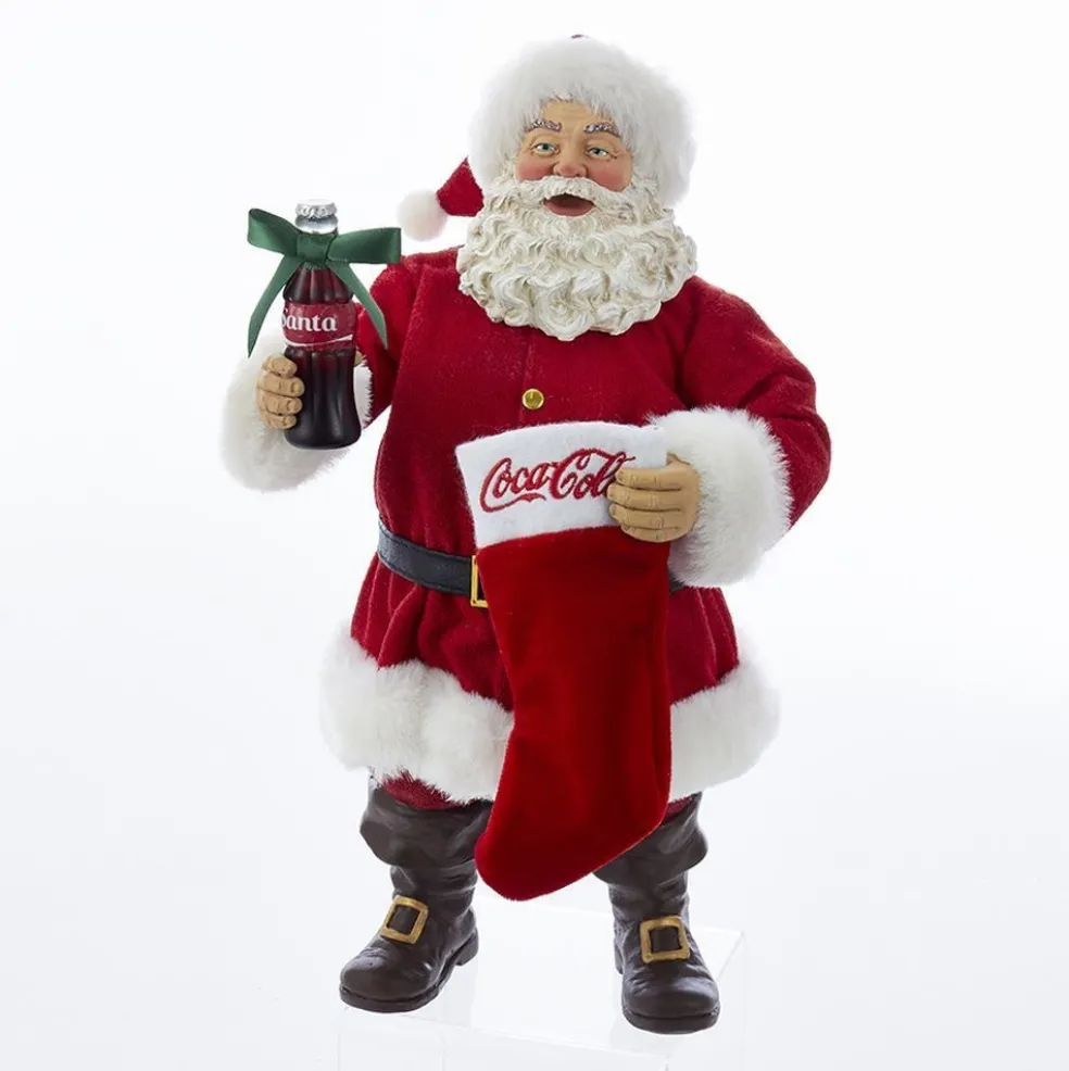 Kurt Adler Santa Claus* Nyc Cc5172 Coca-Cola Santa With Coke Bottle And Stocking Table Piece