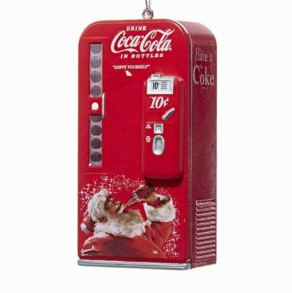 Kurt Adler Christmas Tree* Nyc Cc1162 Coca-Cola Vintage Vending Machine With Santa Ornament