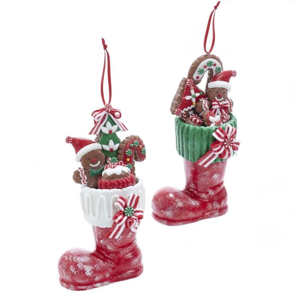 Kurt Adler Gingerbread* Nyc D3614 Gingerbread Man In Boot Ornaments, 2 Assorted