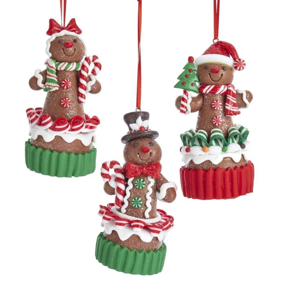 Kurt Adler Gingerbread* Nyc D3636 Gingerbread Miniature Cupcake Ornaments, 3 Assorted