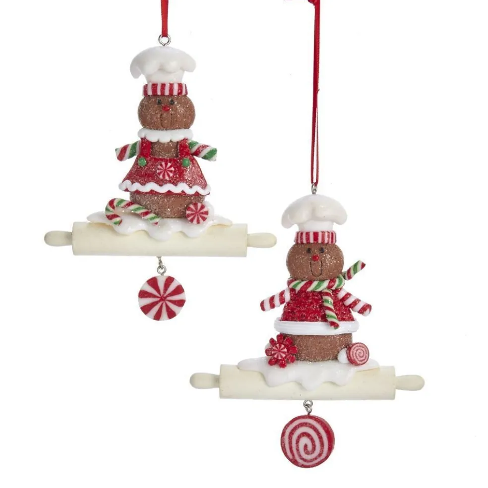 Kurt Adler Gingerbread* Nyc D3635 Gingerbread Rolling Pin Ornaments, 2 Assorted